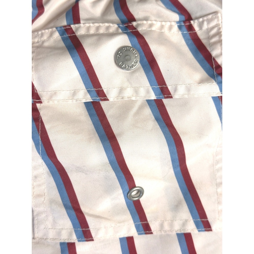 BATHER Medium Red Blue Striped Swim Trunks Recycled Polyester Shorts Men - Picture 6 of 7